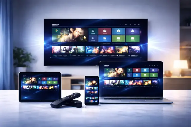 GaroxTv playing on a smart TV, tablet, laptop and phone around one home at once